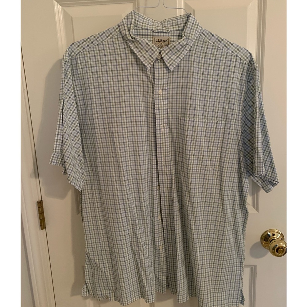Lands End blue/green/white plaid button down